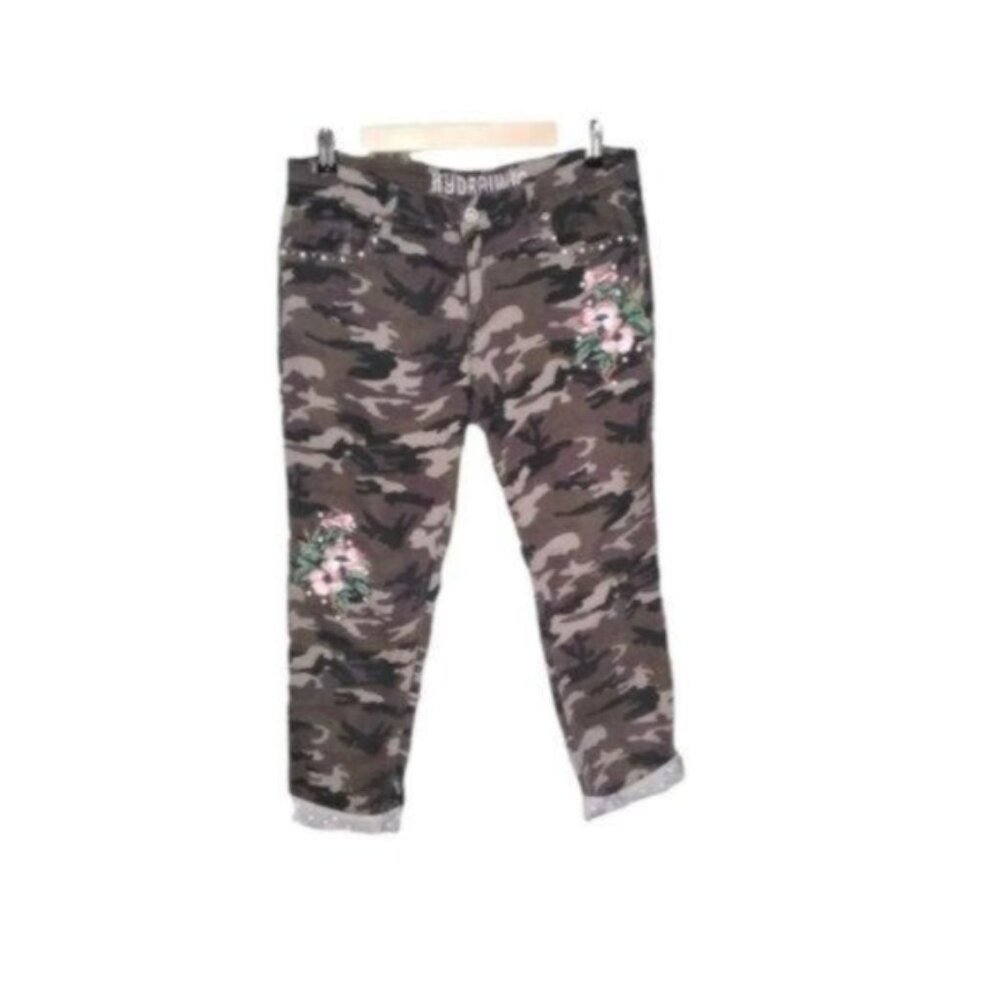 Hydraulic Nolita Camouflage Floral Crop Skinny Jeans Green Size 10